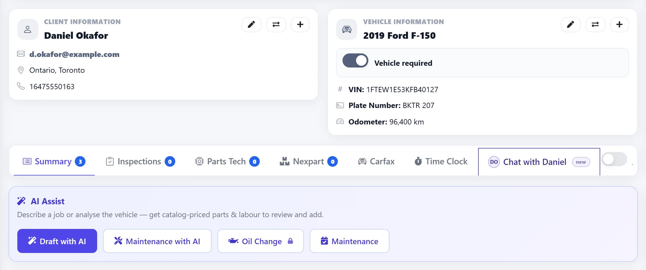 Draft with AI in the AI Assist panel of an estimate