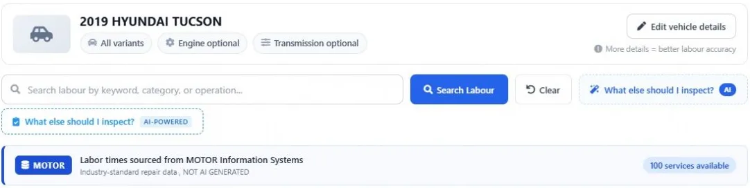 Labour search for a specific vehicle