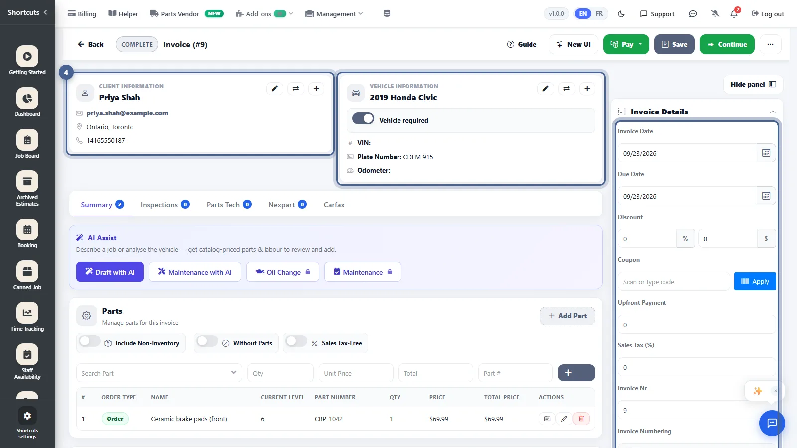 Creating an Invoice