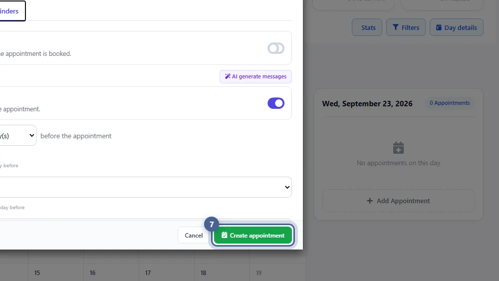 Step 7: Create the appointment