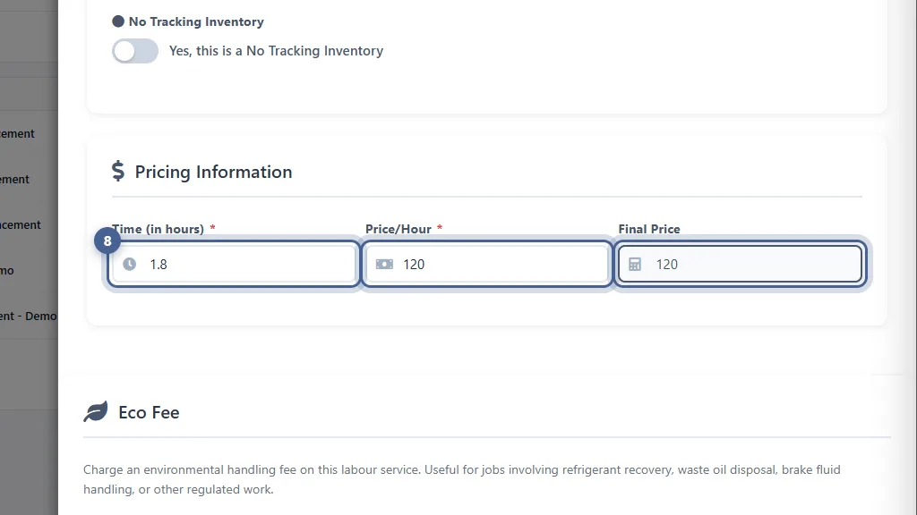 Step 8: Enter the time and price
