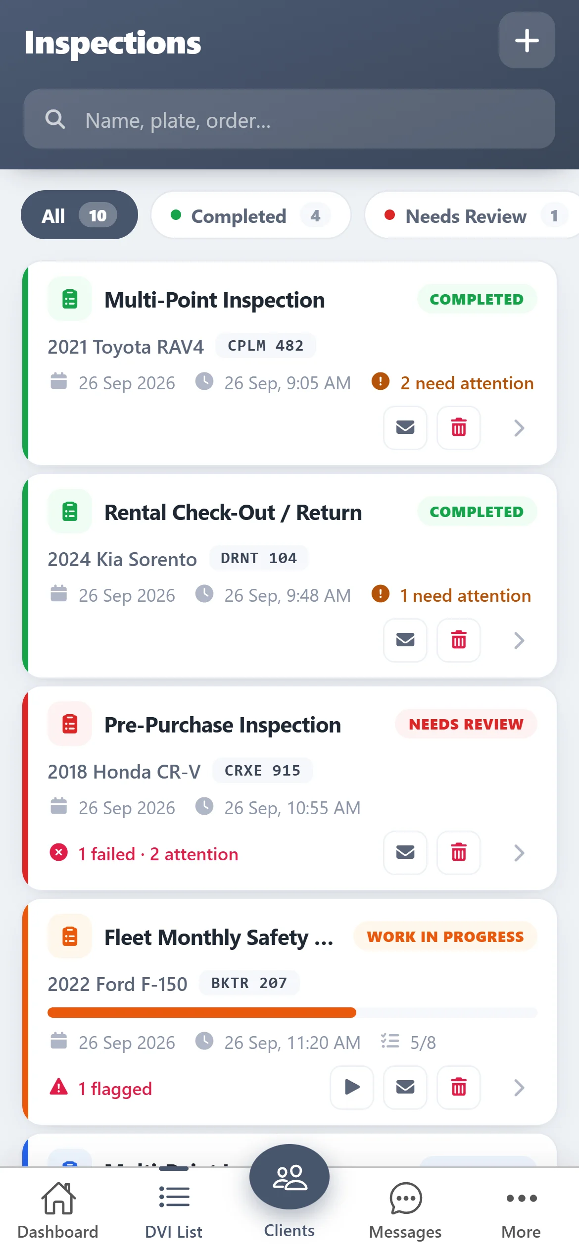 ASW DVI: inspections list